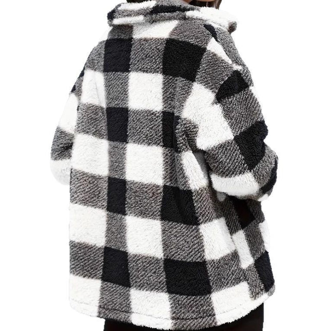 Plaid Plush Long-sleeved Winter Fashion Casual Jacket