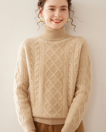 High Lapel Cashmere Loose Lazy Sweater Three-strand Thickened Knitting Bottoming Shirt Top