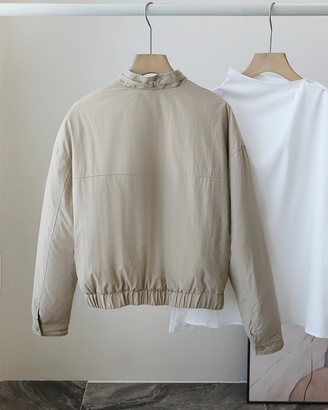 Button Round Neck Women's Down Jacket