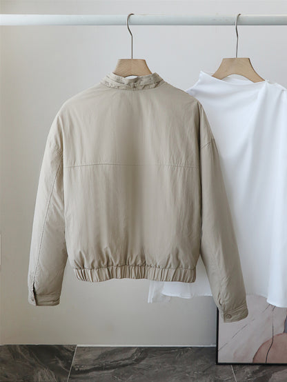 Button Round Neck Women's Down Jacket