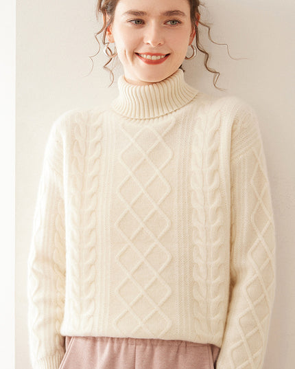 High Lapel Cashmere Loose Lazy Sweater Three-strand Thickened Knitting Bottoming Shirt Top