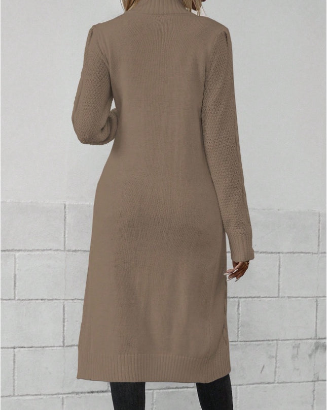 Women Crew Neck Long Sleeve Split Hem Minimalist Sweater