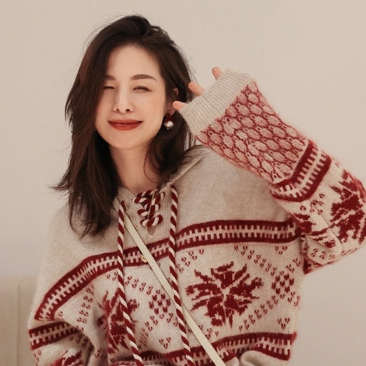 Pure Wool Sweater Lazy Style Base Hooded Sweater