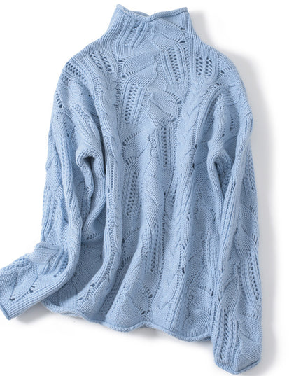 Artistic Mesh Sweater Pure Cashmere Shirt Women's High Neck Thickened Fashionable