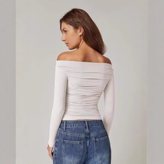 Women's Clothing Top Off-shoulder Long Sleeve T-shirt