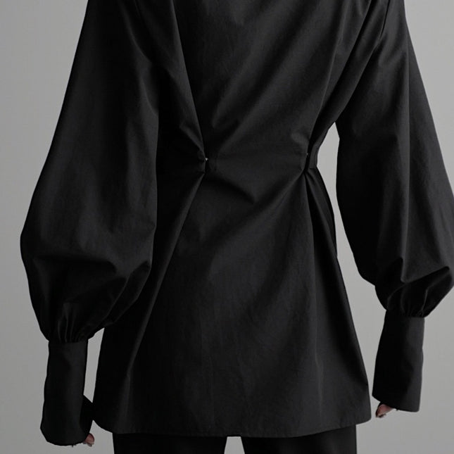 All-match Loose Slimming Zipper Long Sleeve Waist Trimming Shirt