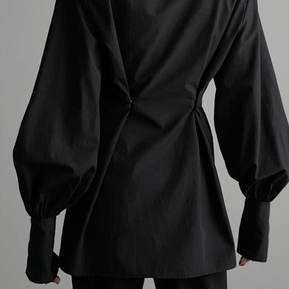 All-match Loose Slimming Zipper Long Sleeve Waist Trimming Shirt