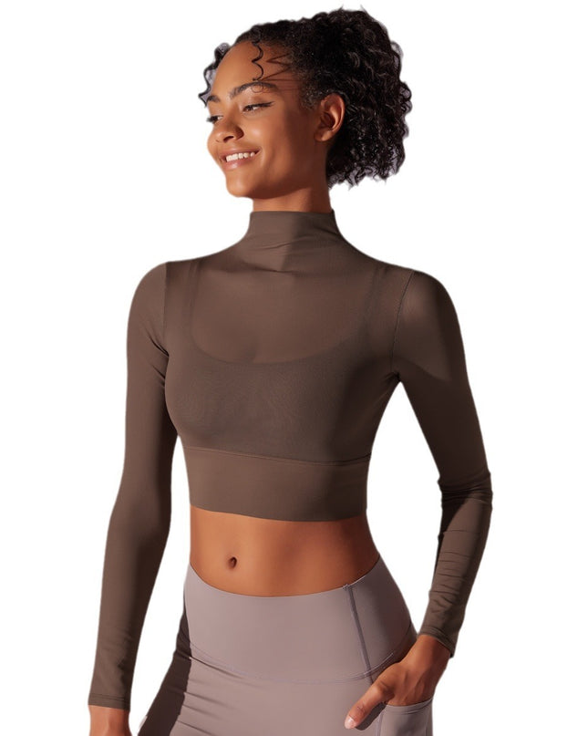 Mesh Yoga Clothes Long Sleeve Quick-drying Workout Clothes Top For Women