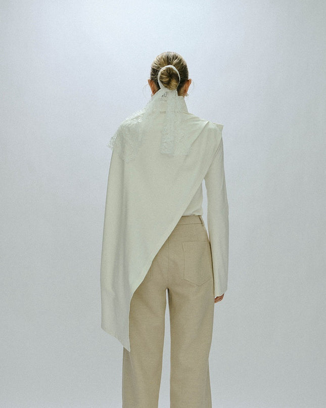 Women's Fashion Leisure Commute Bell Sleeve Turtleneck Shawl Top