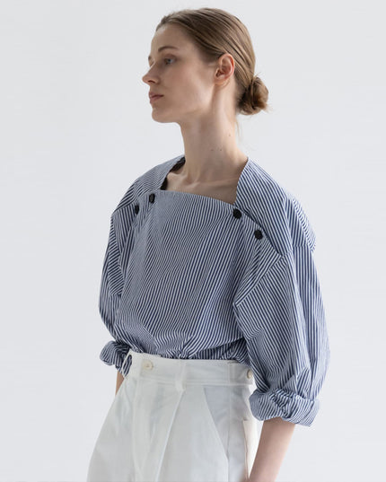 Striped Shirt Niche Loose Drop-shoulder Shirt