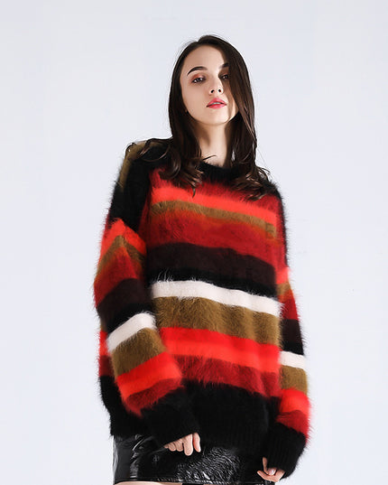 Christmas Loose Color Matching Sweater With Scarf