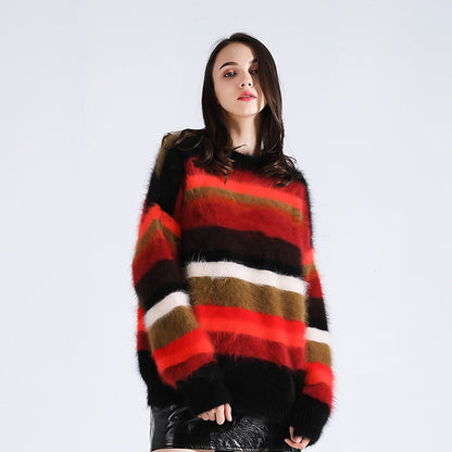 Christmas Loose Color Matching Sweater With Scarf