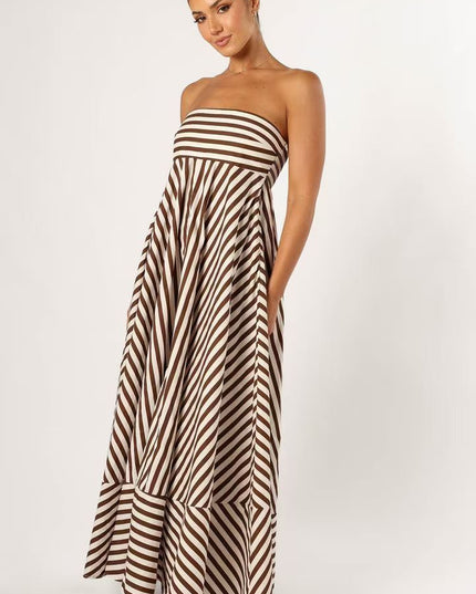 Fashion Printed Backless Sling Large Swing High Waist Dress