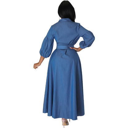 Blue Denim Shirt Long Sleeve Women's Clothing