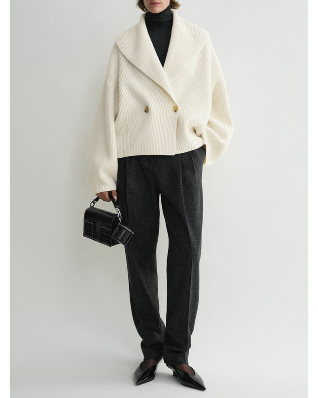 Women's Simple Loose Cardigan With Curved Collar