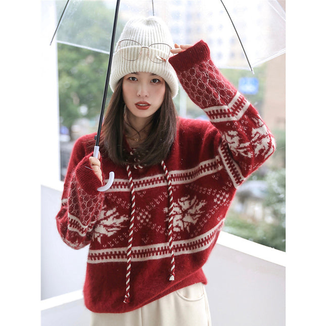 Pure Wool Sweater Lazy Style Base Hooded Sweater