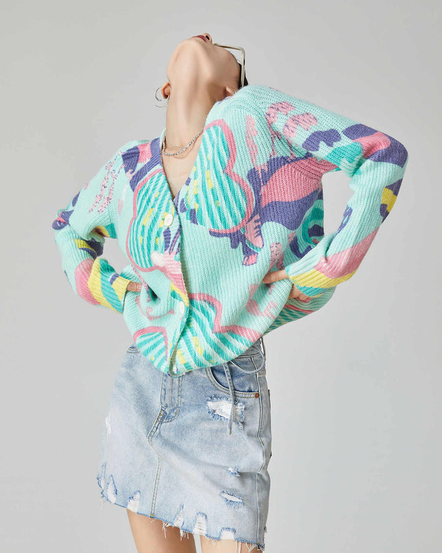 Dopamine Lake Blue Rainbow Gradient Knitted Sweater