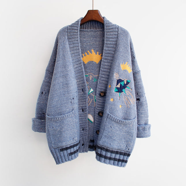 Christmas Loose Mid Length Sweater Coat