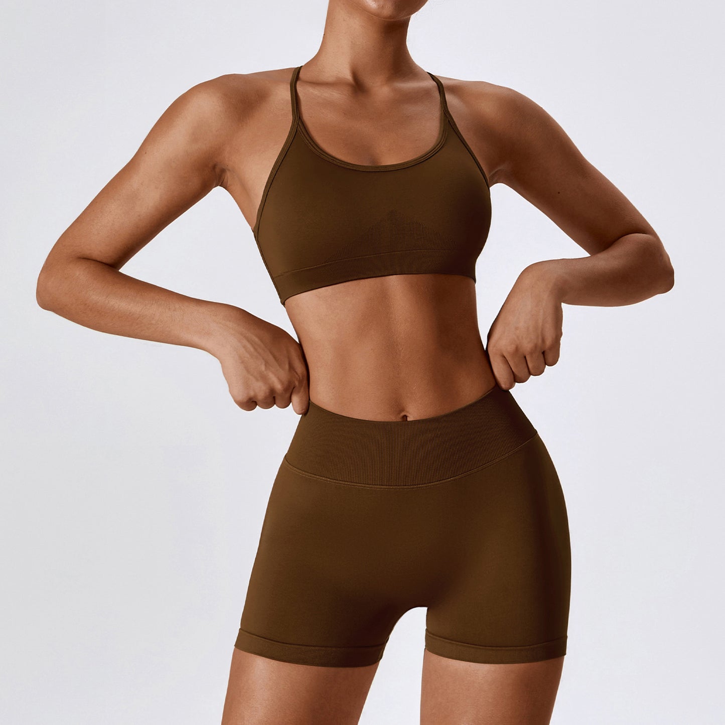 Seamless Beauty Back  Clothes Running Quick-drying Tight Sports Fitness Clothes Suit Women