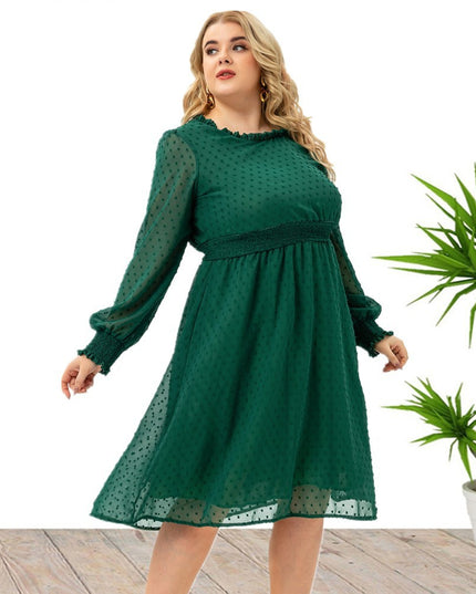 Fashion Women's Sleeves Chiffon Cut Flower Dress