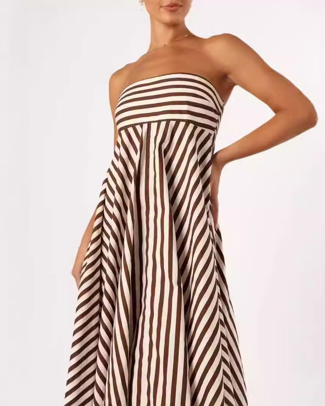 Fashion Printed Backless Sling Large Swing High Waist Dress