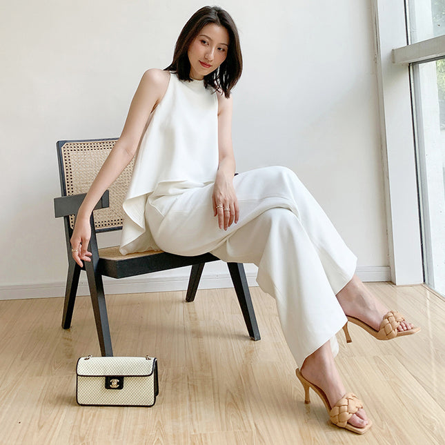 High Waist To Show Thin Temperament Chiffon One Piece Wide Leg Jumpsuit