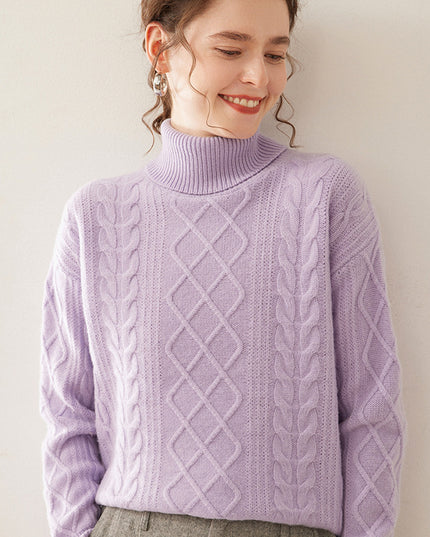 High Lapel Cashmere Loose Lazy Sweater Three-strand Thickened Knitting Bottoming Shirt Top