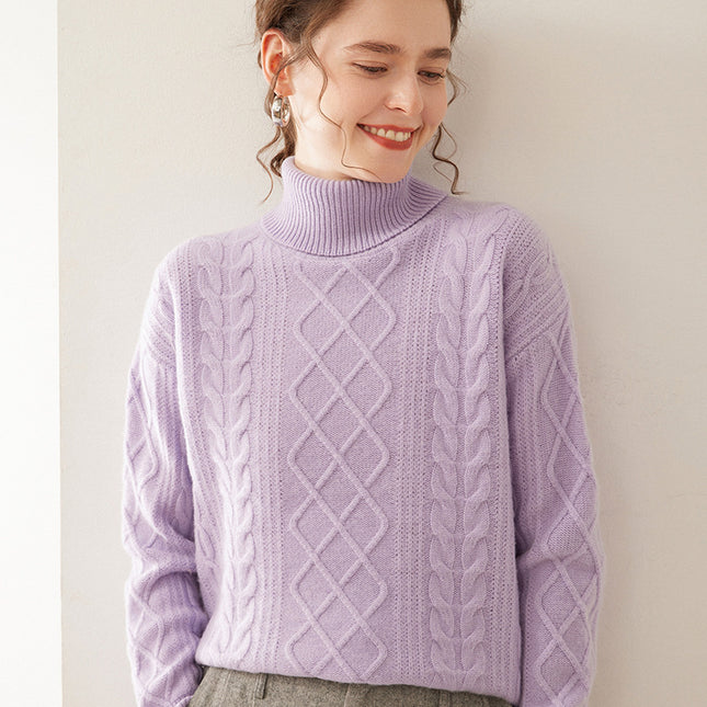 High Lapel Cashmere Loose Lazy Sweater Three-strand Thickened Knitting Bottoming Shirt Top