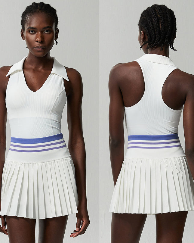 V Stand Collar Tennis Suit Suit Women's Plus Size High Waist