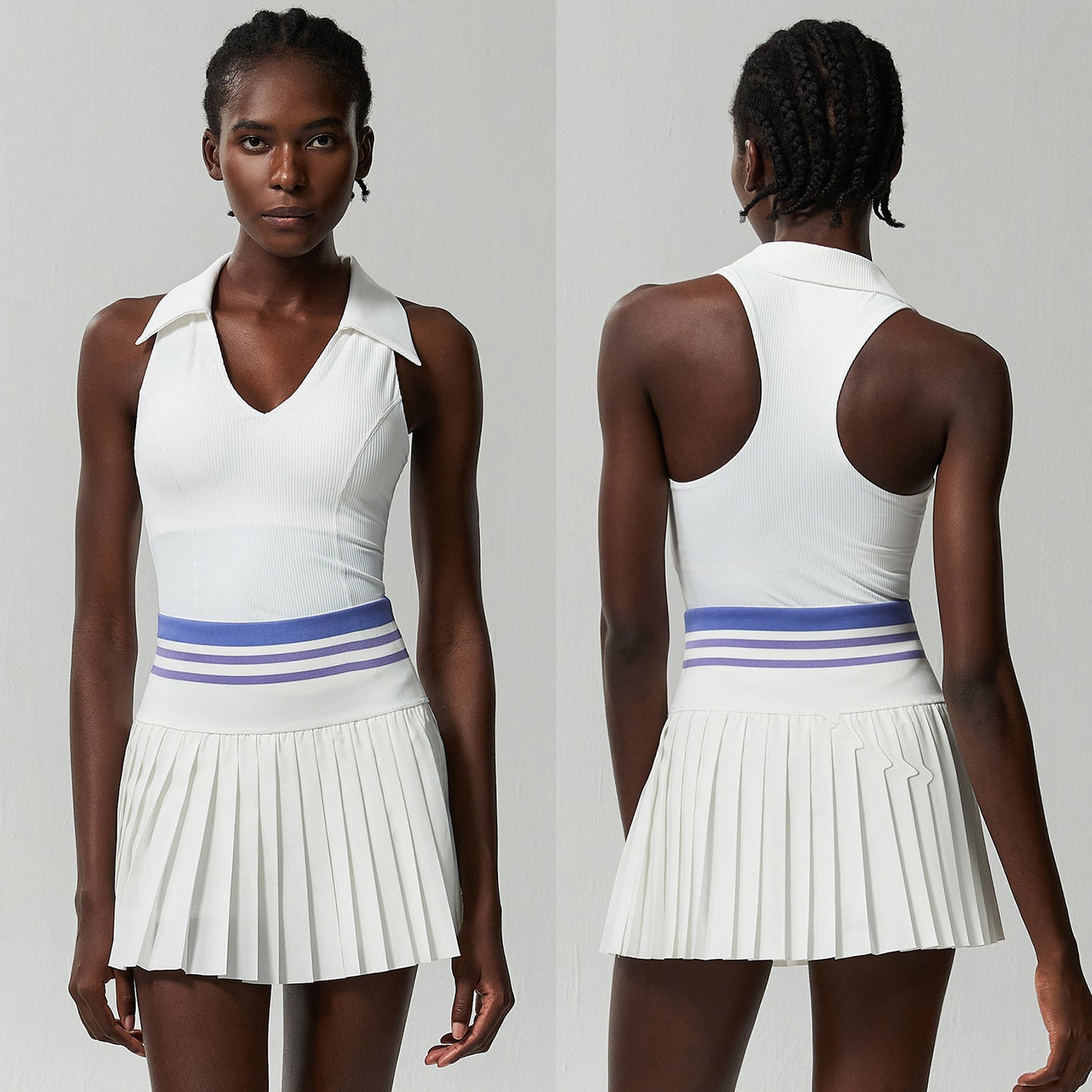 V Stand Collar Tennis Suit Suit Women's Plus Size High Waist