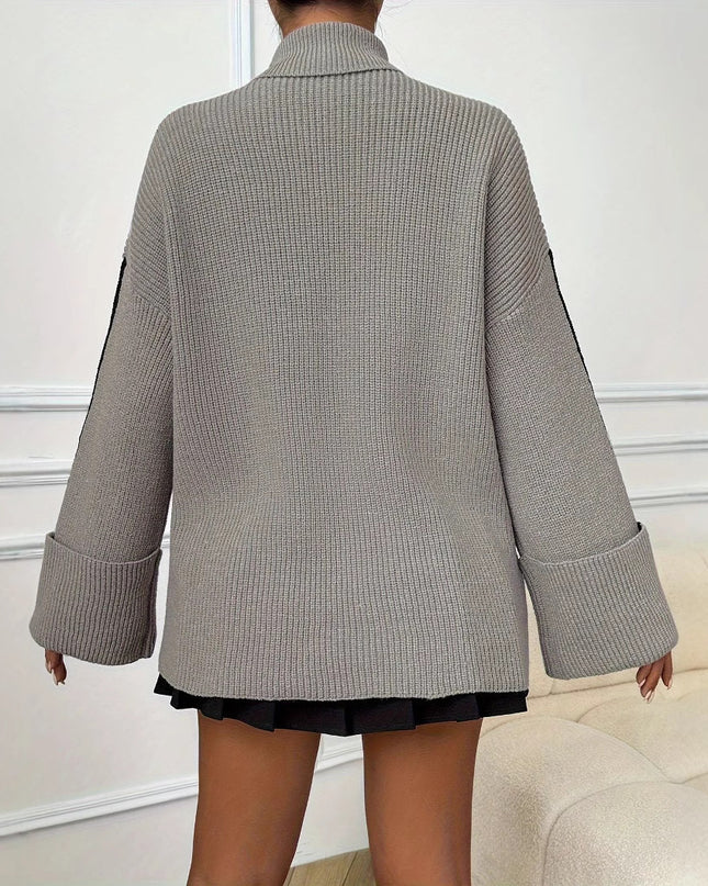 Women's Fashion High Collar Knitted Sweater