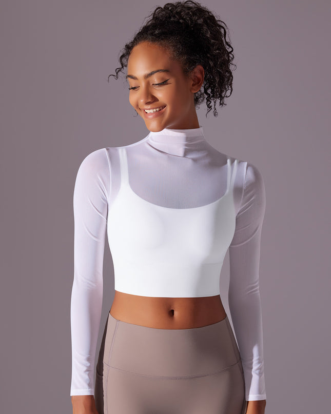 Mesh Yoga Clothes Long Sleeve Quick-drying Workout Clothes Top For Women