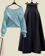 Blue Sweater Black Dress