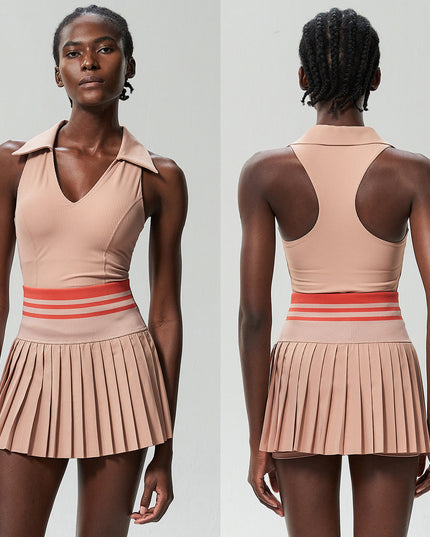 V Stand Collar Tennis Suit Suit Women's Plus Size High Waist