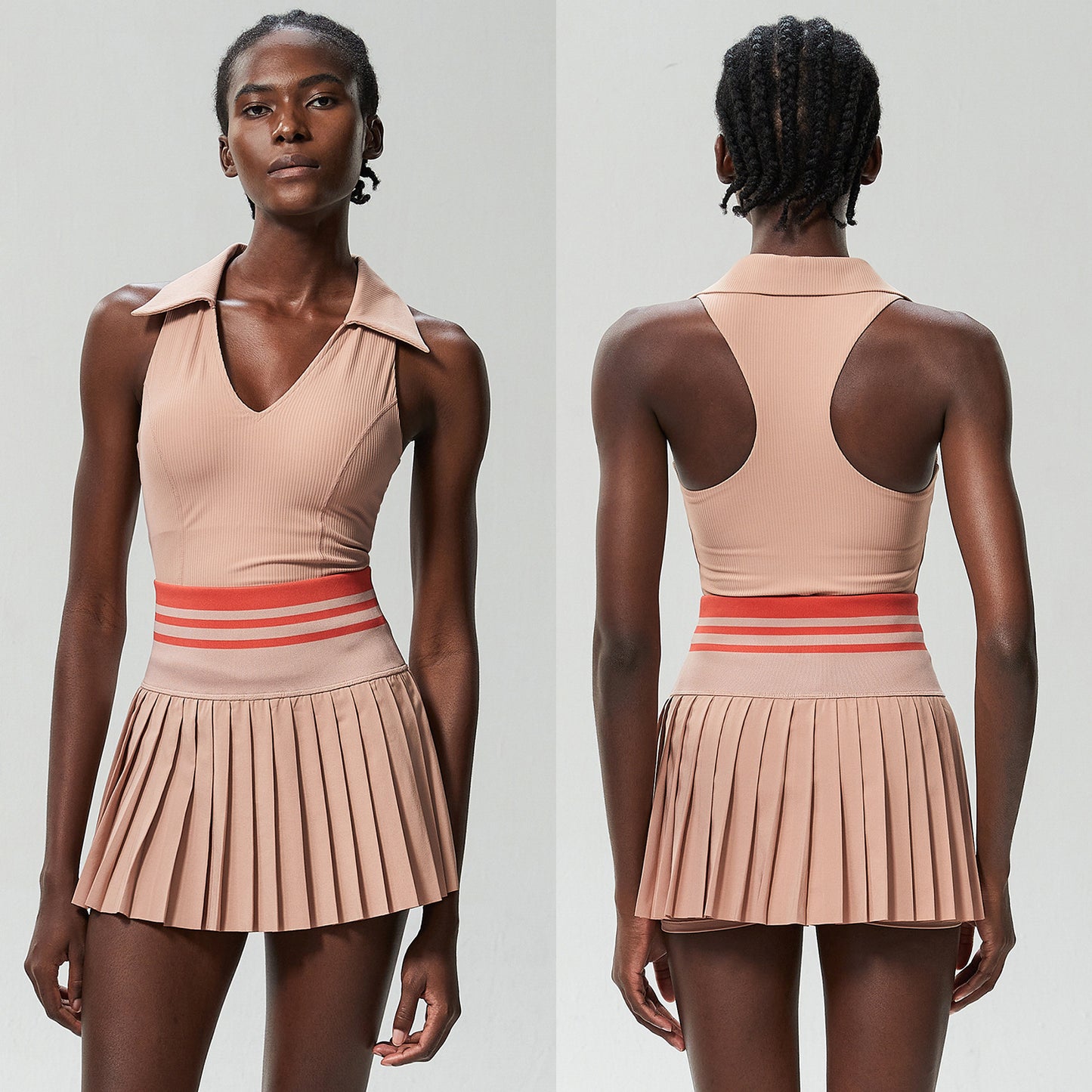 V Stand Collar Tennis Suit Suit Women's Plus Size High Waist