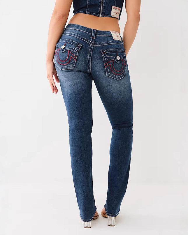 Vintage Gothic Fashion Embroidered Casual Jeans High Waist