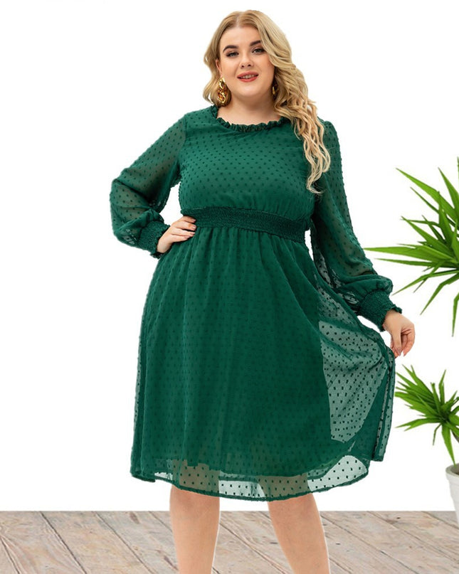 Fashion Women's Sleeves Chiffon Cut Flower Dress