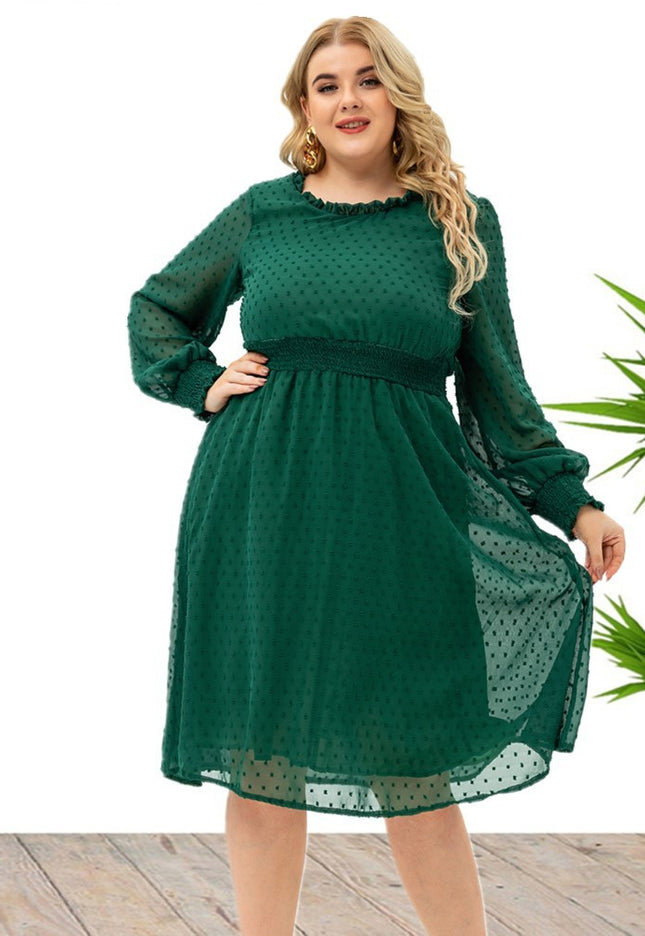 Fashion Women's Sleeves Chiffon Cut Flower Dress