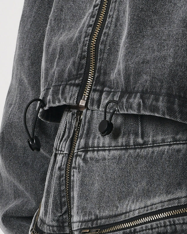 Women's Large Pocket Heavy Industry Denim Jacket Two-piece Set