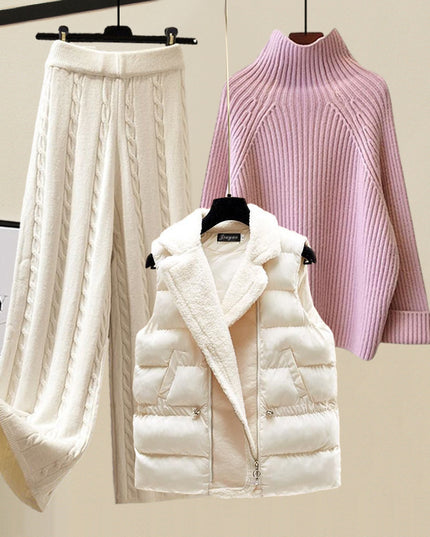Autumn And Winter Women's Sweater Vest Pants Suit