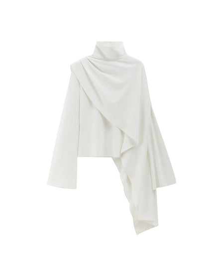 Women's Fashion Leisure Commute Bell Sleeve Turtleneck Shawl Top