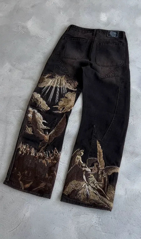 Plus Size Casual Pants Thin Denim Wide Leg Women's Pants