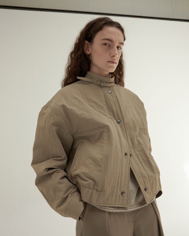 Button Round Neck Women's Down Jacket