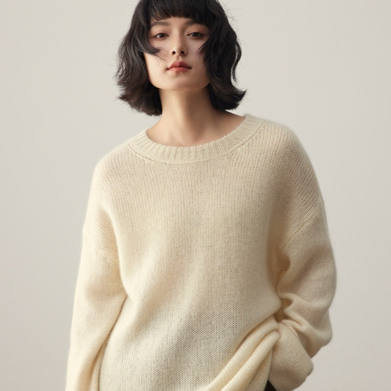 Pure Cashmere Wide Sweater Pullover Women's Thick