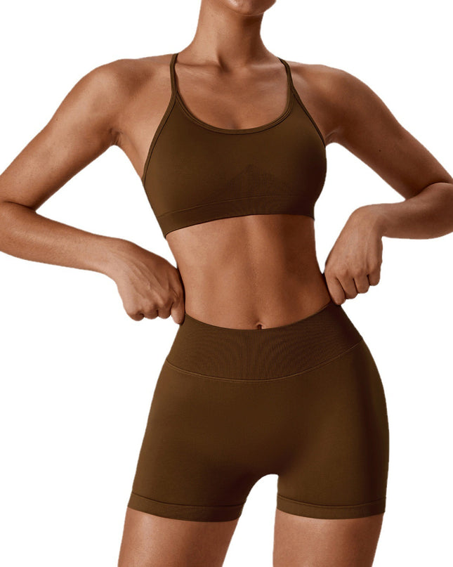 Seamless Beauty Back  Clothes Running Quick-drying Tight Sports Fitness Clothes Suit Women