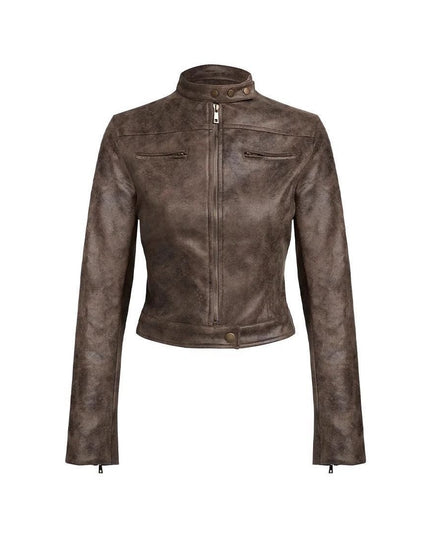 Maillard Motorcycle Hot Girl Vintage Distressed Leather Coat