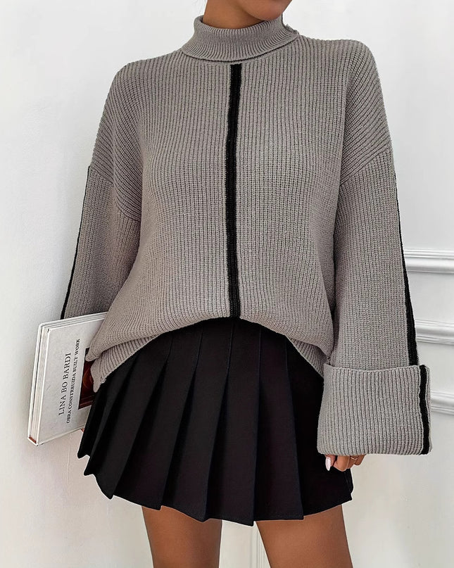 Women's Fashion High Collar Knitted Sweater