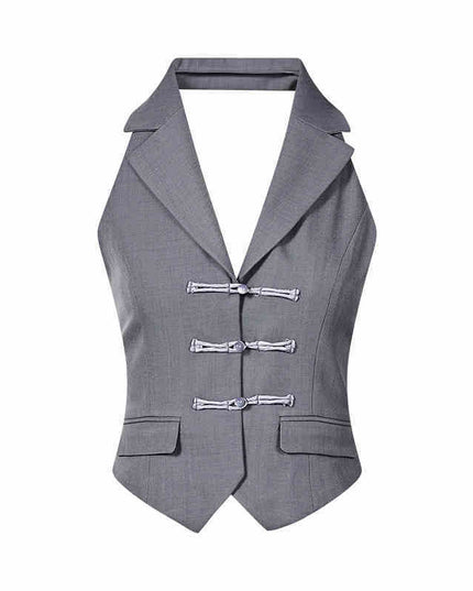 Traditional Halter Spaghetti Straps Vest Slit Skirt Suit