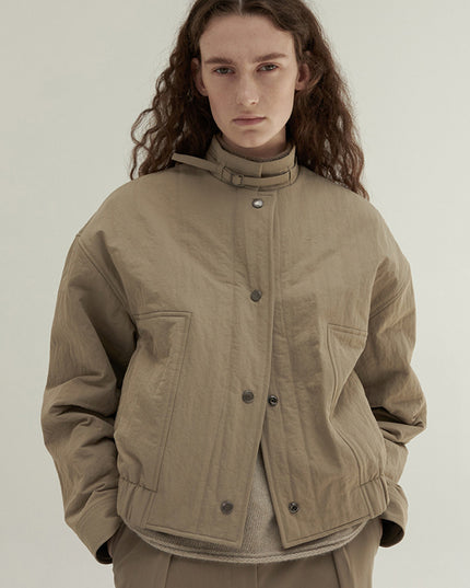 Button Round Neck Women's Down Jacket