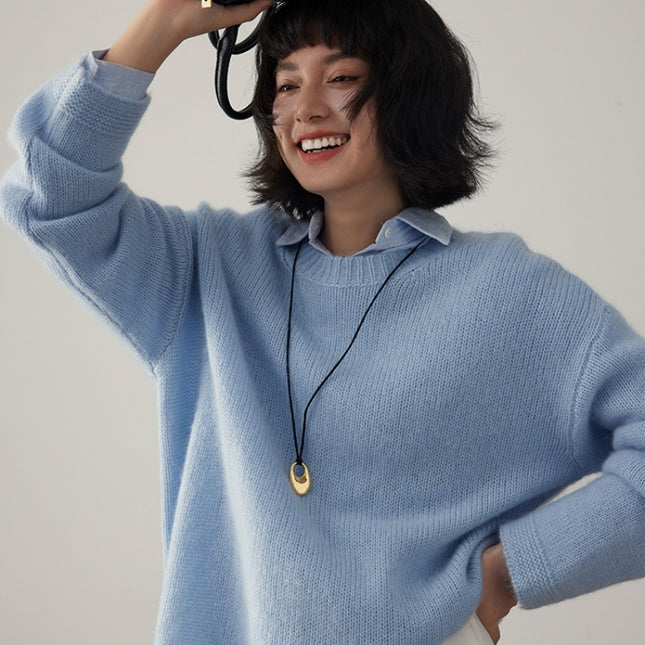 Pure Cashmere Wide Sweater Pullover Women's Thick